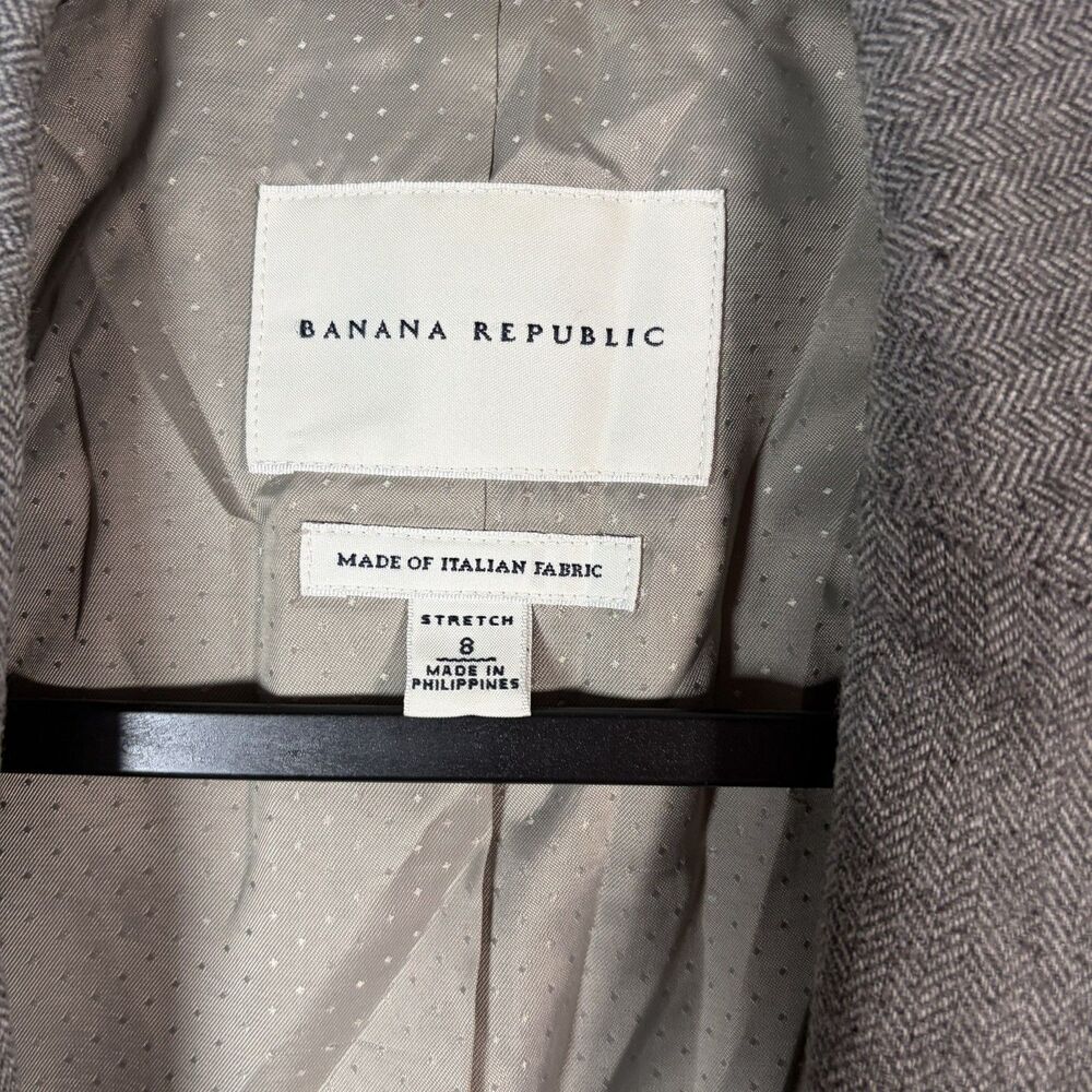 Banana Republic Women’s Italian Yarn Wool Blend Gray Blazer Size 8 Stretch - Picture 3 of 12